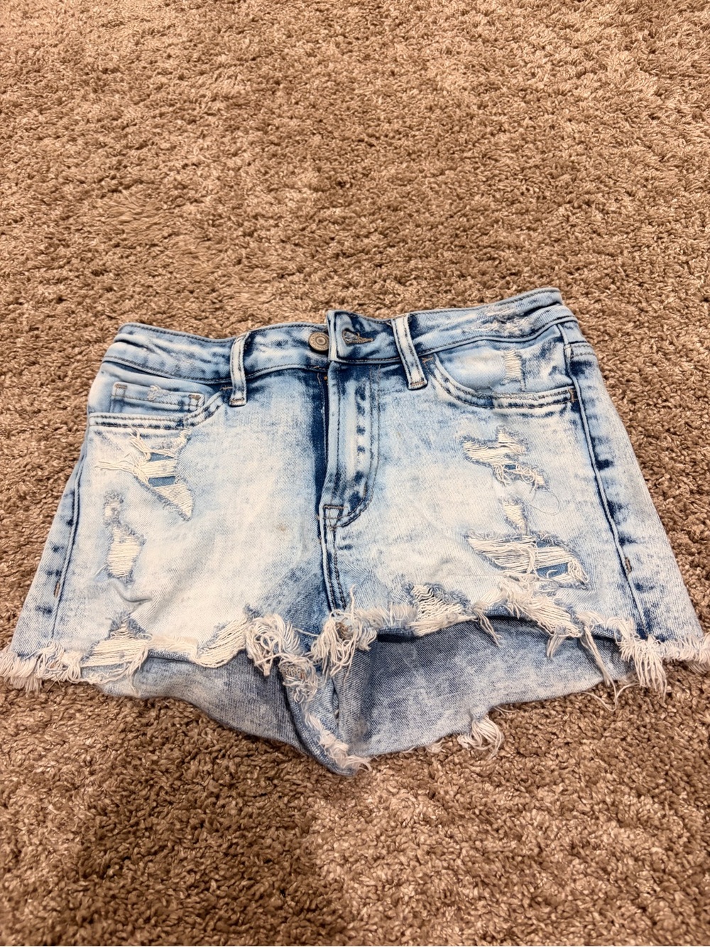 Flying Monkey Light Blue Distressed Denim Shorts with Frayed Hem